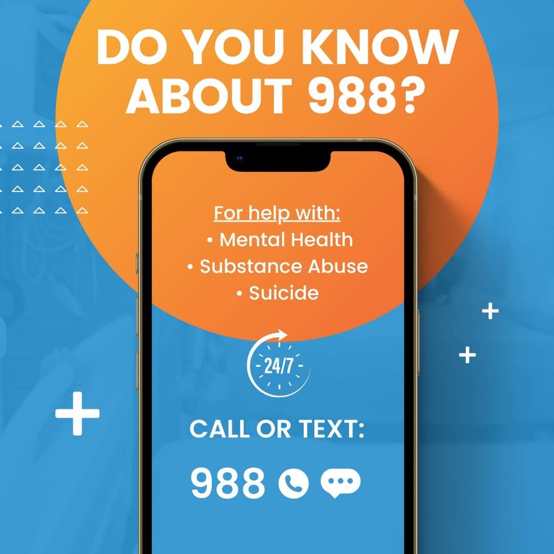 Did you know that starting this month (July 2022), you can get immediate help for #mentalhealth, #suicide crisis, and substance use by calling or texting 988? It's a simple and easy way to connect to the National Suicide Prevention Lifeline network (with over 200 local crisis call centers). 📱💬